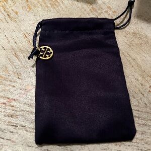 Tory Burch Navy Pouch with Gold Emblem